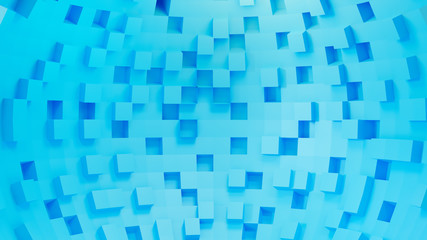 3d rendering blue square background.