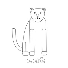 Vector illustration of Cat cartoon - Coloring book