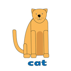 ginger cat card for english lessons. Vector illustration