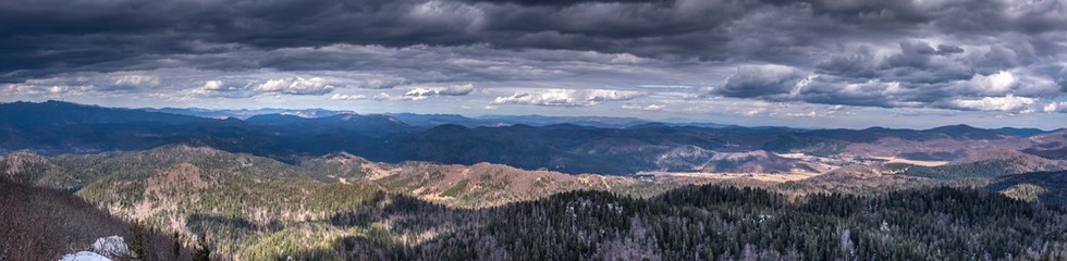 Fototapeta na wymiar Panoramic view from the Bitoraj peak. Gorski kotar. Croatia.