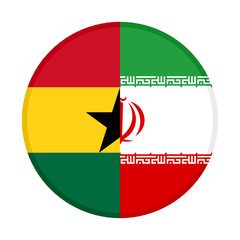 Fototapeta premium round icon with ghana and iran flags 