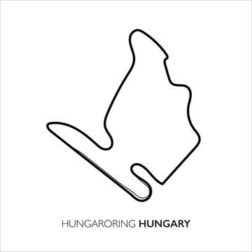 Hungaroring Circuit, Hungary. Motorsport Race Track Vector Map