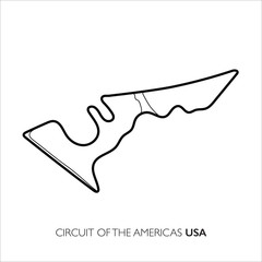 Circuit of the Americas circuit. Motorsport race track vector map