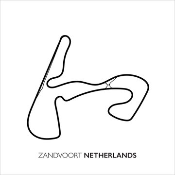 Zandvoort circuit, Netherlands. Motorsport race track vector map
