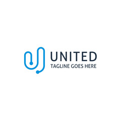 Initial Letter U with simple modern line logo design
