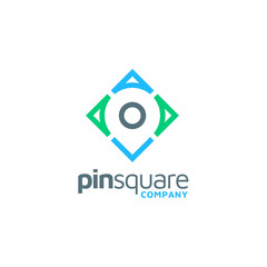 Pin Place Map Location and Square for Address Pointer Apps logo design