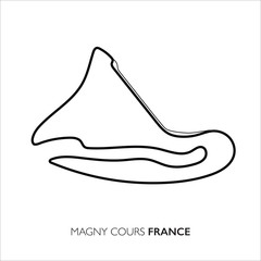 Magny Cours circuit, France. Motorsport race track vector map