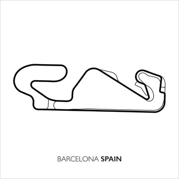 Barcelona circuit, Spain. Motorsport race track vector map