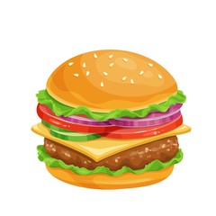 Hamburger or cheeseburger cartoon icon