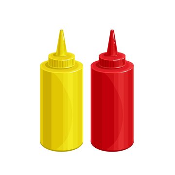 Mustard and ketchup cartoon icon