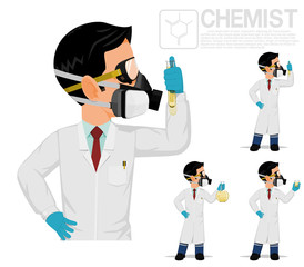 Isolated chemist on white background