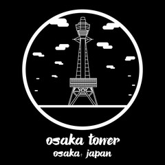 Circle icon line Osaka tower. vector illustration