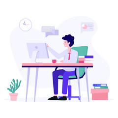 
Online job vector in flat illustration design
