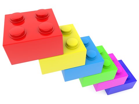 Steps from toy bricks of different colors
