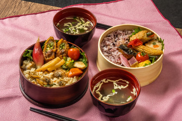 お弁当　Japanese style famous lunch box (bento)
