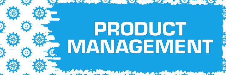 Product Management Blue Gears Scratch Background Horizontal 