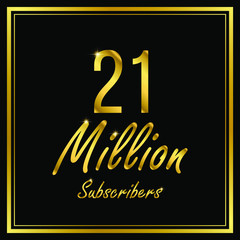 Twenty one or 21 Million followers or subscribers achievement symbol design, vector illustration.