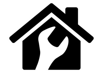 gz909 GrafikZeichnung - home repair sign. - tool - wrench / spanner - black icon design. - simple isolated template - DIN A4 g9898