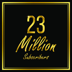 Fototapeta premium Twenty three or 23 Million followers or subscribers achievement symbol design, vector illustration.