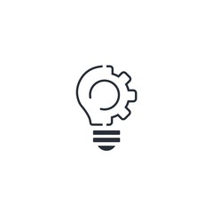 Light bulb and gear. Vector linear icon isolated on white background.