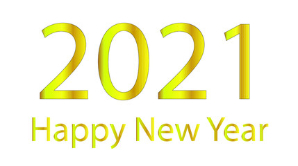 2021 Happy New Year vector illustration, new year banner in gold and white colors 