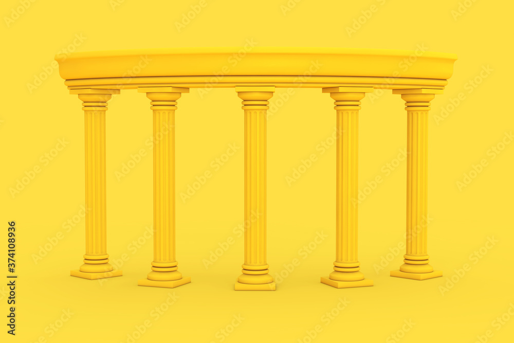Aufkleber yellow ancient classic greek column arc in duotone style. 3d rendering