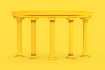 Fototapeta premium Yellow Ancient Classic Greek Column Arc in Duotone Style. 3d Rendering