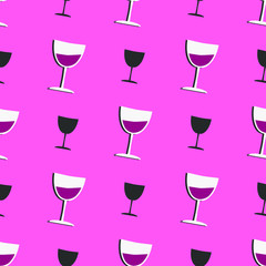 seamless pattern with wine glasses and champagne