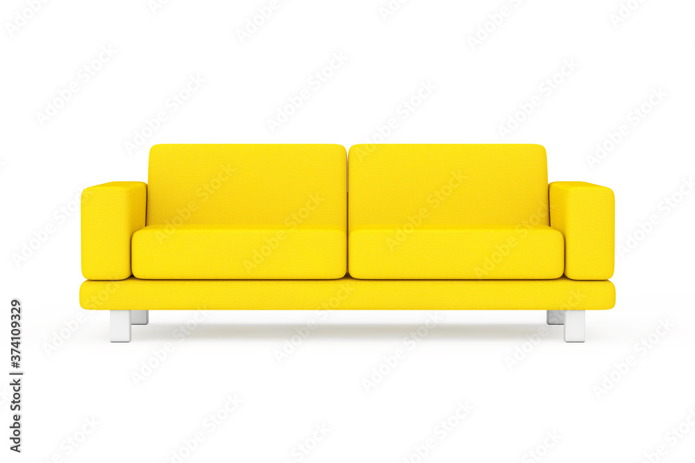Poster yellow simple modern sofa furniture. 3d rendering