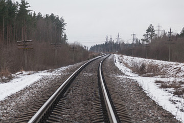 Fototapeta premium winter railroad landscape