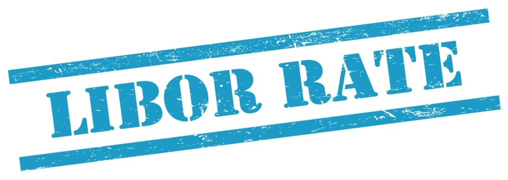 LIBOR RATE blue grungy rectangle stamp.