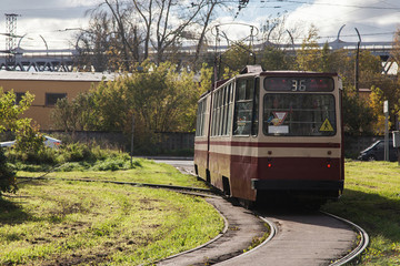Vintage Soviet tram goes to the depot