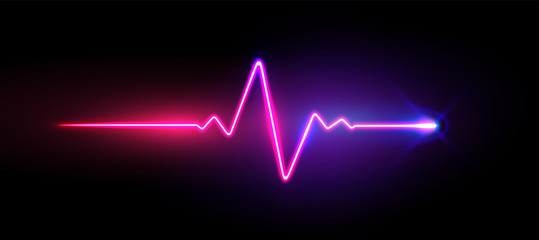 Realistic neon/laser heartrate sign with glows, vector illustration