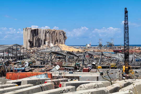 Massive blast/explosion site that happened at Beirut Port in Beirut, Lebanon
