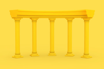 Fototapeta premium Yellow Ancient Classic Greek Column Arc in Duotone Style. 3d Rendering