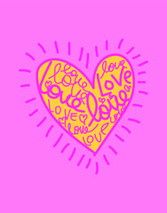 romantic love heart,t-shirt design fashion vector for girls