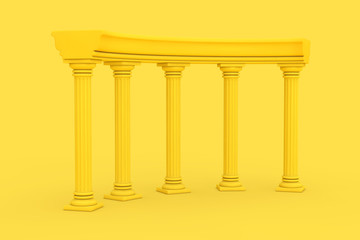 Fototapeta premium Yellow Ancient Classic Greek Column Arc in Duotone Style. 3d Rendering