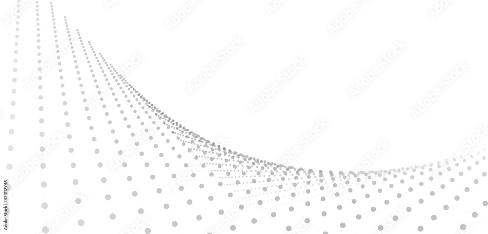 Poster Low poly shape with black dots on light background.Abstract polygonal white space background . Dynamic particles wave.Big data visualization 3D. Digital landscape.