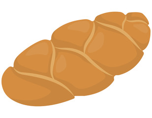 Sweet bun isolated on white background. Bakery products in cartoon style.