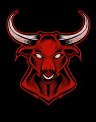 bull head ink style-vector illustration design.