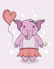 Illustration vector cute baby elephant with pink.can be used for t-shirt print,kids wear fashion design,baby shower invitation card.