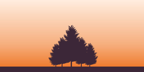 vector illustration of a sunset with pine tree for wallpaper, background, design vector, project, travel agency