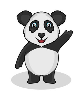 cute panda in happy pose on white background-vector character illustration. 