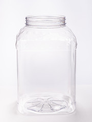 transparent plastic food storage container with white lid