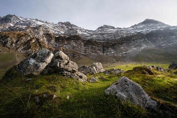 Fototapeta na wymiar Beautiful nature landscape mountain Include Light shines and rock against sky in Appenzell Alps Switzerland