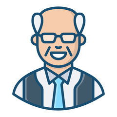 
Man wearing glasses, historian icon in flat style 
