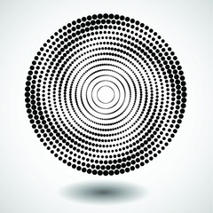 Halftone dots in circle form. round logo . vector dotted frame . design element