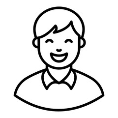 
Smiling avatar line style, jolly adult concept 
