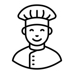 

A person with chef hat is cook, line vector design 
