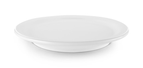 empty white plate isolated on white background